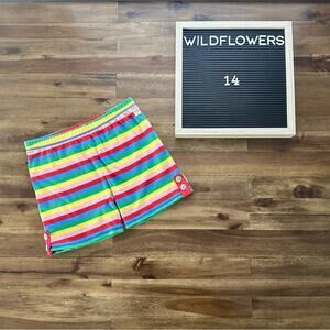 Wildflowers Back to School Roygbiv Tab Shorts Rainbow Striped Knit 14
